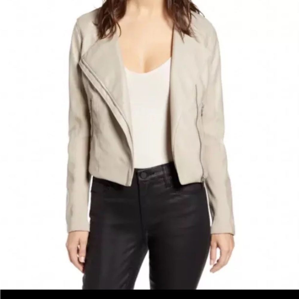 BlankNYC Womens Moto Jacket Record Breaker Collarless Dusk Faux Leather Small
